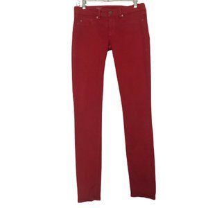 Gray Saks Fifth Avenue Straight Leg Mid Rise Skinny Red Jeans Size 28